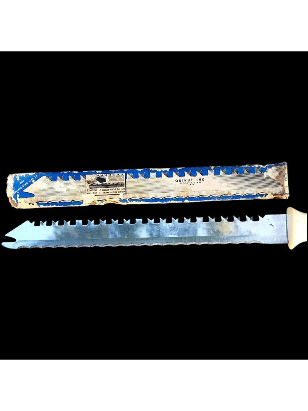 Vintage Quikut Quikkle Multi-Use Knife Frozen Food/Bread/Meat Stainless Steel 16